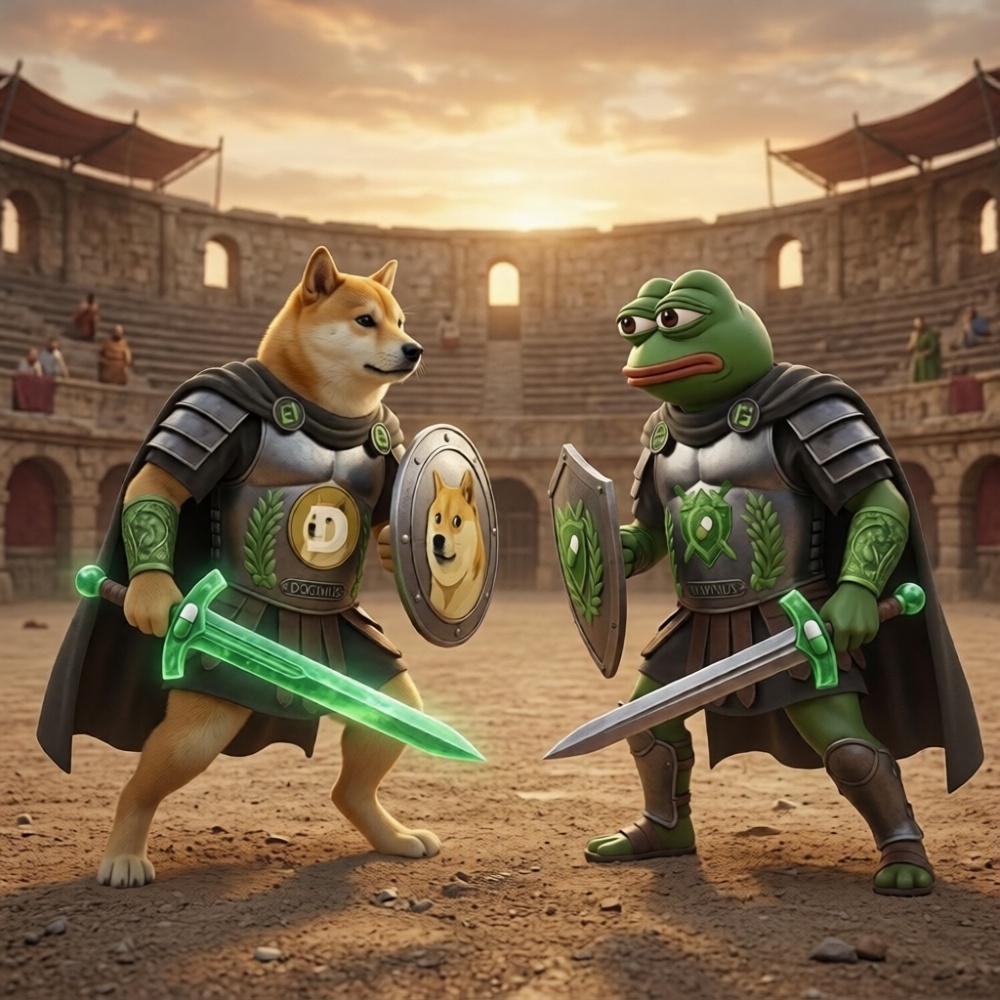 Pepe vs Doge logo
